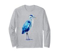 Héron Bleu Aquarelle Observation des Oiseaux Manche Longue