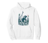 Héron Cendré Héron Roseaux Nénuphars Oiseau de Rivière Sweat à Capuche