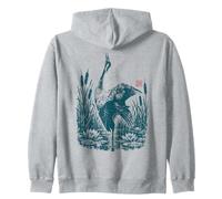 Héron Cendré Héron Roseaux Nénuphars Oiseau de Rivière Sweat à Capuche