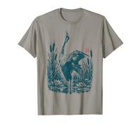 Héron Cendré Héron Roseaux Nénuphars Oiseau de Rivière T-Shirt