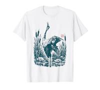 Héron Cendré Héron Roseaux Nénuphars Oiseau de Rivière T-Shirt Graphique avec Valeur
