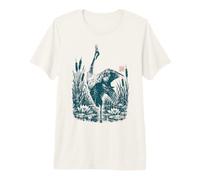 Héron Cendré Héron Roseaux Nénuphars Oiseau de Rivière T-Shirt Haut de Gamme
