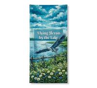 Heron Couverture de porte décorative, vue panoramique sur le lac avec oiseau volant, décoration de porte d'entrée, intérieur ou extérieur, toile de fond à suspendre pour festival, 91,4 x 183 cm