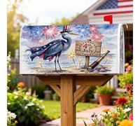 Heron Couverture magnétique pour boîte aux lettres décorative Motif feux d'artifice patriotiques festifs et étoiles de juillet Rouge 53,3 x 64,9 cm
