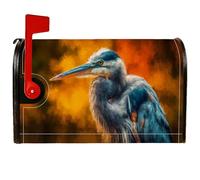 Heron Couvertures magnétiques de boîte aux lettres avec bec en plumes naturelles pour décoration de jardin et extérieur 45,7 x 53,3 cm