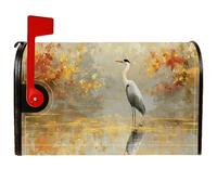Heron Couvertures magnétiques de boîte aux lettres rustique, contemporaine, feuilles d'automne réfléchissantes, dorées, pour décoration de jardin, cour, 53,3 x 64,9 cm