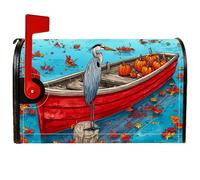 Heron Couvertures magnétiques pour boîte aux lettres rustique, citrouilles fantaisie, bateau, décoration de jardin, cour, 45,7 x 53,3 cm