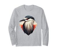 Héron de Nuit Noir couronné géométrique Patten Art, Mignon Oiseau Lov Manche Longue