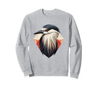Héron de Nuit Noir couronné géométrique Patten Art, Mignon Oiseau Lov Sweatshirt