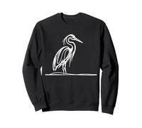 Héron Élégant Line Art Illustration Oiseau Sweatshirt