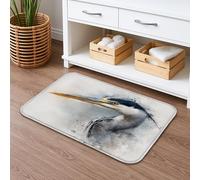 Heron Tapis de bain à séchage rapide, motif oiseau artistique, absorbant, antidérapant, lavable, en flanelle, pour salle de bain, toilettes, décoration 40,6 x 61 cm