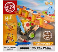 HEROS Constructor - Avion Biplan à construire - En bois 100 % certifié FSC® - 90 pièces - Dès 4 ans