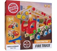 HEROS Constructor - Camion de pompier à construire - En bois 100 % certifié FSC® - 155 pièces - Dès 5 ans