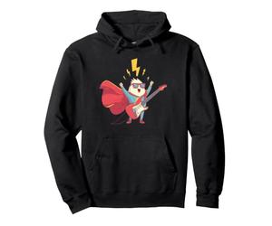 Héros de Dessin animé Heureux avec Cape et Costume de Guitare Sweat à Capuche