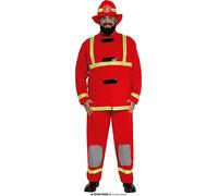 Héros des pompiers Carnaval Costume Tenue de fête Sauvetage Intervention Personnel des pompiers Aventure Design, Taille : 52 - 54 (L) Couleur : Rouge