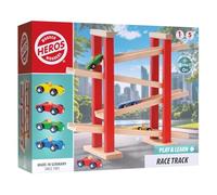Heros HE0014 - Play and Learn Circuit de Course en Bois avec Voitures - Jouet éducatif pour développer la motricité - Jouet bébé dès 1 an