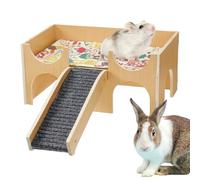 Héros pour hamster | Habitat de course en bois - 2 couches - Cachette lapin avec escaliers pour activité d'exercice - Hérisson - Hamster Guinée - Animal de compagnie