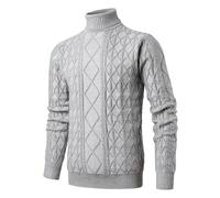 Herothorn Homme à Col Roulé Col Montant Torsadé en Tricot Fin et éPais avec Pullover Manches Longues Maille Rayées Doublé de Sweater PoloChandails