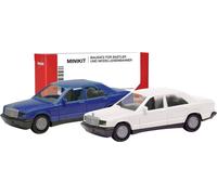 Herpa 012409-009 H0 Modèle réduit de voiture particulière Mercedes Benz 190E, bleu et blanc classique