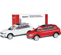 Herpa 013109-002 H0 Modèle réduit de voiture particulière Volkswagen Tiguan avec barre d'avertissement, rouge et blanc