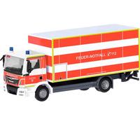 Herpa 098076 H0 Modèle réduit de véhicule prioritaire MAN Camion-valise TGM avec panneau de chargement « pompiers de Duesseldorf »