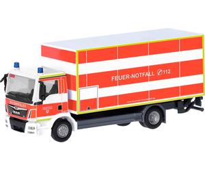 Herpa 098076 H0 Modèle réduit de véhicule prioritaire MAN Camion-valise TGM avec panneau de chargement « pompiers de Duesseldorf »