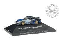 HERPA 101981 - 1:87 H0 - Voiture Porsche 911 Turbo " Mattlook " Avec Vitrine