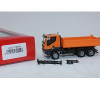 Herpa 309998 Iveco Trakker 6x6 Baukipper Camion Orange 1:87 H0 Neuf Dans Ovp