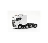 herpa Camion Miniature Scania CS 20 ND Tracteur Lourd 4 essieux, Blanc, Miniature à l’échelle 1:87, Objet de Collection, Made in Germany, Plastique