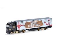herpa 318310 Camion modèle Mercedes-Benz eActros 600 Procabin Train de Selle de Valise Noël 2024 Miniature à l'échelle 1:87, Objet de Collection, fabriqué en Allemagne, Plastique, Multicolore