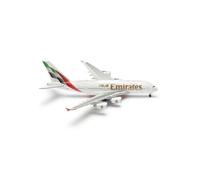 Herpa Avion Miniature Emirates Airbus A380, Miniature à l’échelle 1:500, Objet de Collection, modèle d’Avion sans Socle, métal