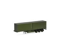 Herpa Camion Miniature remorque Porte-conteneurs 3 essieux avec 2 conteneurs 20 Pieds Bundeswehr, Miniature à l’échelle 1:87, Objet de Collection, fabriqué en Allemagne, Plastique
