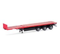 herpa Accessoires remorque Nooteboom Teletrailer à 3 essieux, Rouge à l'échelle 1:87, modèle Miniature, Plastique