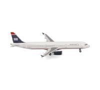 herpa Avion Miniature American Airlines Airbus A321 - livrée US Airways Heritage - N578UW, à l’échelle 1:500, Objet de Collection, modèle sans Socle, métal