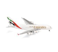Herpa Avion Miniature Emirates Airbus A380, Miniature à l’échelle 1:500, Objet de Collection, modèle d’Avion sans Socle, métal