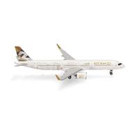 herpa Avion Miniature Etihad Airways Airbus A321neo - 20e Anniversaire - A6-AEN, à l’échelle 1:500, Objet de Collection, modèle sans Support, métal