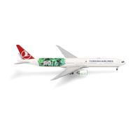 herpa Avion Miniature Turkish Airlines Boeing 777-300ER "Bio Fuel - TC-LJH, à l’échelle 1:500, Objet de Collection, modèle sans Support, métal