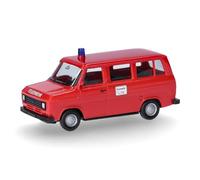 Herpa Maquette Voiture Ford Transit Bus MTW Feuerwehr (Basic), echelle 1/87, Model Allemand, pièce de Collection, Figurine Plastique