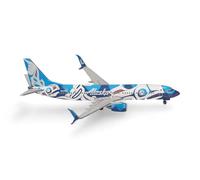 herpa Boeing 737-800 Xáat Kwáani Alaska Airlines Miniature à l'échelle 1:500 Modèle de Collection sans Socle en métal