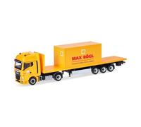 herpa Camion Man TGX GX Semi-remorque Plateau avec conteneur Bureau « Max Bögl » (Sengenthal/Bavière), échelle 1:87, pièce de Collection, fabriqué en Allemagne, Plastique