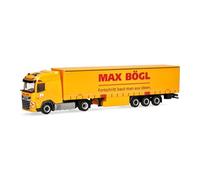 Herpa Camion Miniature DAF XG Semi-remorque à bâches “Max Bögl”, Miniature à l’échelle 1:87, Objet de Collection, fabriqué en Allemagne, Plastique