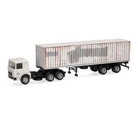 Herpa Camion Miniature Man F8 Semi-remorque conteneurs DB, Miniature à l’échelle 1:87, Objet de Collection, fabriqué en Allemagne, Plastique