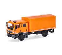 herpa Camion Miniature Man TGM MzKW (véhicule Multifonctions), Orange Municipal, à l’échelle 1:87, Objet de Collection, fabriqué en Allemagne, Plastique