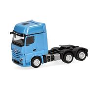 Herpa Camion Miniature Mercedes-Benz Actros L Gigaspace Tracteur 3 essieux (6x4), Bleu Clair, Miniature à l’échelle 1:87, Objet de Collection, fabriqué en Allemagne, Plastique