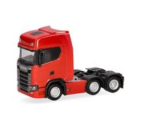 Herpa Camion Miniature Scania CS 20 HD Tracteur 3 essieux (6x2), Rouge, Miniature à l’échelle 1:87, Objet de Collection, fabriqué en Allemagne, Plastique