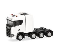 herpa Camion Miniature Scania CS 20 ND Tracteur Lourd 4 essieux, Blanc, Miniature à l’échelle 1:87, Objet de Collection, Made in Germany, Plastique