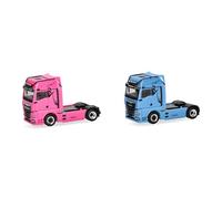 herpa Camion Miniature Set Woman & Man eTGX GX tracteurs 2 essieux, Bleu Clair et Rose, à l’échelle 1:87, Objet de Collection, fabriqué en Allemagne, Plastique
