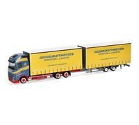 Herpa Camion Miniature Volvo FH GL XL 2020 Train Routier Jumbo à bâches “Wolfgang Matthiessen”, Miniature à l’échelle 1:87, Objet de Collection, fabriqué en Allemagne, Plastique