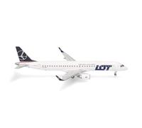 Herpa Embraer E195, modèle réduit d’Avion LOT Polish Airlines | Modèle réduit d’avion fidèle à l’original en plast, à l’échelle 1:200, collectionneurs à partir de 14 ans, conçu en Allemagne