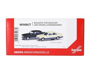 herpa Kit de modélisme 2 pièces Mercedes-Benz Classe S (W126), Minikit, Miniature à l'échelle 1:87, pièce de Collection, kit de modélisme, Plastique, Couleur : Vert foncé/Ivoire